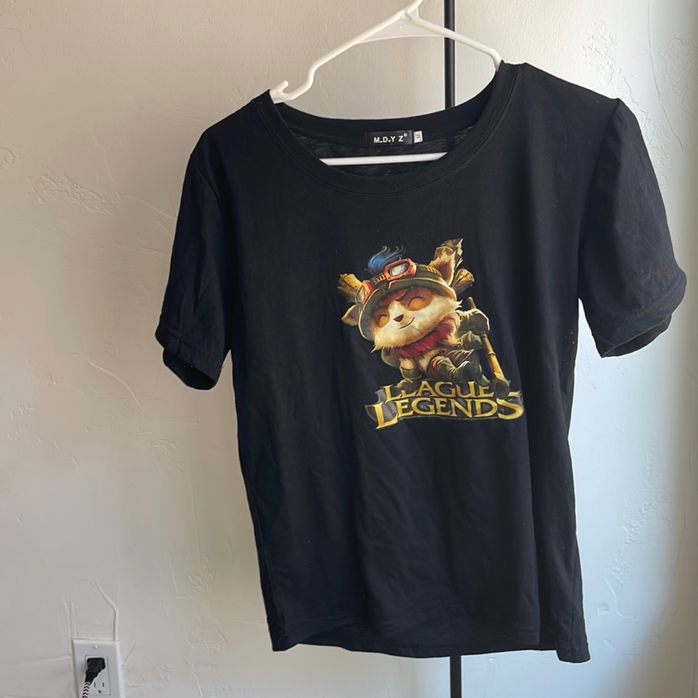 - TEMO League of Legends LOL arcane black graphic T shirt